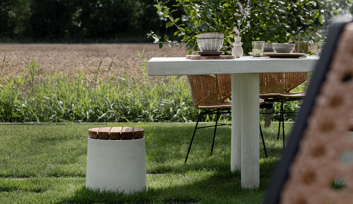 DIY eettafel van beton in de achtertuin